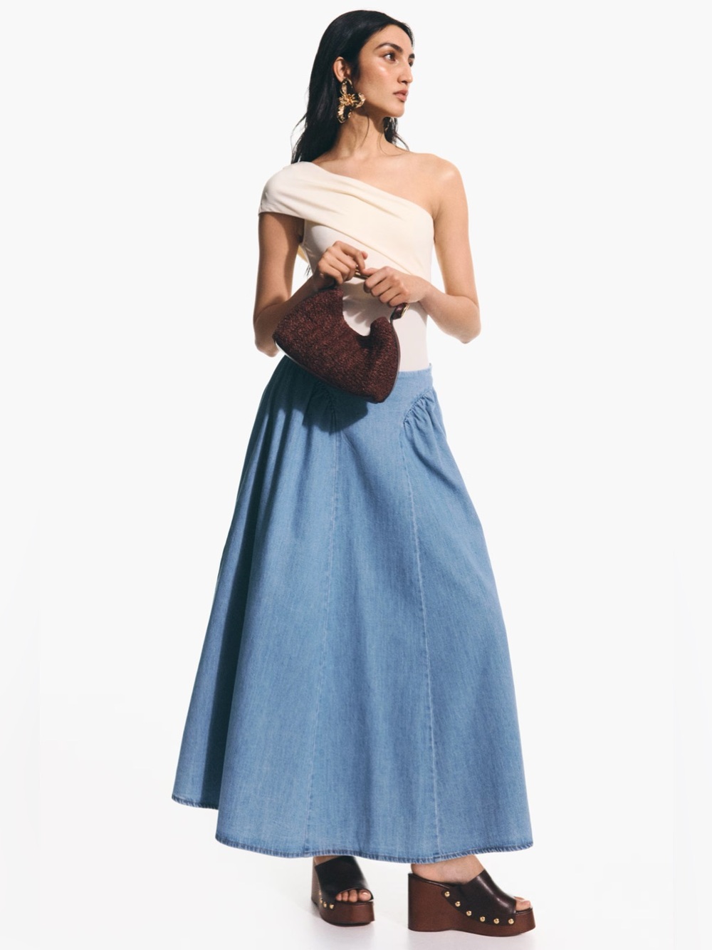 H&M Flared Denim Skirt